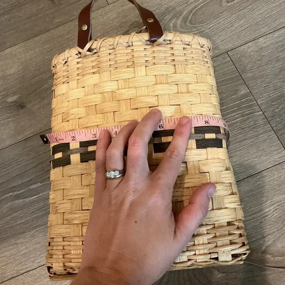 Handmade Wicker Basket Bag Holder Sara Miller Farmhouse County Rustic‎ Striped